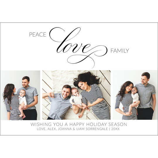 Peace Love Family Flat Holiday Photo Cards